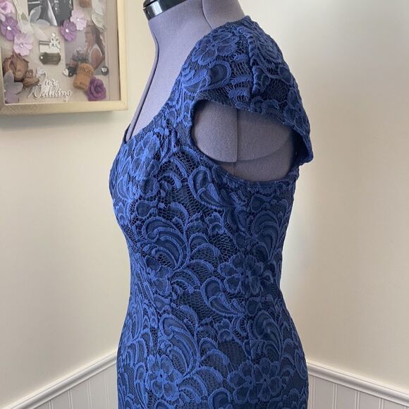 TIANA B. Lace Overlay Sapphire Sheath Dress 10 - Picture 3 of 8